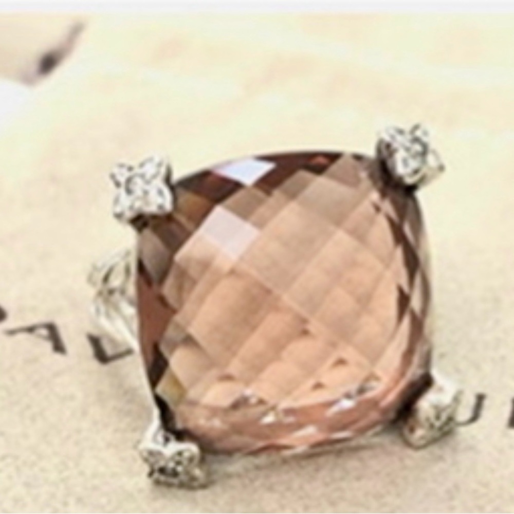 David Yurman-Elegant Sterling Silver and Morganite Gemstone Ring